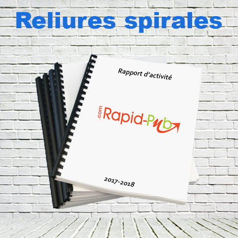 40 Reliures spirales 50 pages 21.0 x 29.7 cm: CV en 250g CB et INT en Noir R°-V° 90g Blanc Couv. plastique avant Sans BAT 40 Reliures spirales 50 pages 21.0 x 29.7 cm: CV en 250g CB et INT en Noir R°-V° 90g Blanc Couv. plastique avant Sans BAT