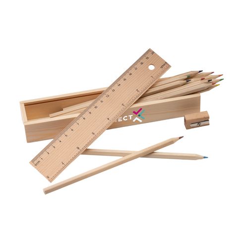 Boite en bois avec crayons de couleurs LINIBOX